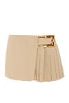 Balmain Коротка спідниця бежева з габардину з поясом - золотиста пряжка Anthem. 100% бавовна. Країна виробник: Італія. Догляд: спеціалізоване чищення - фото 1