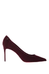 Christian Louboutin Культовые туфли-лодочки Sporty Kate бордовые из велюра - культовый логотип CL. 100% телячья кожа. Высота каблука: 85 мм. Страна производитель: Франция. Уход: специализированная чистка - фото 1