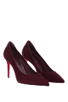 Christian Louboutin Культовые туфли-лодочки Sporty Kate бордовые из велюра - культовый логотип CL. 100% телячья кожа. Высота каблука: 85 мм. Страна производитель: Франция. Уход: специализированная чистка - фото 3