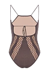 В'язаний коричневий купальник із зав'язками на шиї в стилі Provence Moeva - напівпрозора сітка. 79% віскоза, 17% металізована нитка, 4% поліестер. зав'язки. Країна виробник: Італія. Догляд: спеціалізоване чищення - фото 6