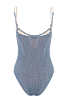 Купальник Tropezia з вирізом-човником блакитний в'язаний із золотими ланцюжками на бретелях Moeva - фірмові золоті ланцюжки. 79% віскоза, 17% металізована нитка, 4% поліестер. Країна виробник: Італія. Догляд: спеціалізоване чищення - фото 6