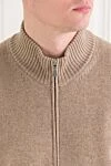 Gran Sasso Бежевий чоловічий кардиган на блискавці з м'якого кашеміру - 100% кашемір. блискавка. Країна виробник: Італія. Догляд: спеціалізоване чищення - фото 5