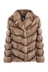 FG Furs Укороченная женская шуба из натурального соболя с диагональной раскладкой меха - диагональная раскладка. 100% натуральный мех. два боковых кармана. шубные крючки. Страна производитель: Италия. Уход: специализированная чистка - фото 1