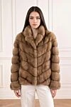 FG Furs Укорочена шуба жіноча з натурального соболя з діагональною розкладкою хутра - діагональна розкладка. 100% натуральне хутро. дві бічні кишені. шубні гачки. Країна виробник: Італія. Догляд: спеціалізоване чищення - фото 1
