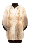 FG Furs Укорочений комбінований кейп-пончо з натурального довгохубкового хутра лисиці - діагональна розкладка. 100% натуральне хутро. дві бічні кишені. шубні гачки. Країна виробник: Італія. Догляд: спеціалізоване чищення - фото 1