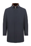 Seraphin Men's dark blue insulated fur parka with a stand-up collar - Decoration: fur collar. Additional: hood. 90% polyamide, 10% genuine leather, 100% genuine fur. zipper, snap. two side pockets. Country of manufacture: Italy. Care: specialized cleaning - photo 1