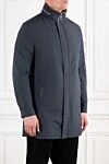 Seraphin Men's dark blue insulated fur parka with a stand-up collar - Decoration: fur collar. Additional: hood. 90% polyamide, 10% genuine leather, 100% genuine fur. zipper, snap. two side pockets. Country of manufacture: Italy. Care: specialized cleaning - photo 3