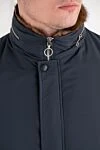 Seraphin Men's dark blue insulated fur parka with a stand-up collar - Decoration: fur collar. Additional: hood. 90% polyamide, 10% genuine leather, 100% genuine fur. zipper, snap. two side pockets. Country of manufacture: Italy. Care: specialized cleaning - photo 5