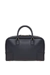 Amazona 28 bag in black nappa calfskin Loewe - Decoration: Embossed Loewe anagram. Material: 100% genuine leather. Dimensions: 18 x 28 x 11 cm. Zip closure with two leather pull tabs. One patch pocket, one padlock key pocket. Belt length: 85 - 113 cm. Country of manufacture: Italy. Care: specialized cleaning - photo 4