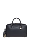 Loewe Amazona 28 bag in black nappa calfskin - Decoration: Embossed Loewe anagram. Material: 100% genuine leather. Dimensions: 18 x 28 x 11 cm. Zip closure with two leather pull tabs. One patch pocket, one padlock key pocket. Belt length: 85 - 113 cm. Country of manufacture: Italy. Care: specialized cleaning - photo 5