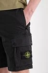Stone Island Skinny black Bermuda cargo shorts with zip pockets - Decoration: