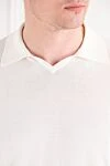 Cesare di Napoli White knitted polo shirt with short sleeves and no fastening - Decoration: brand logo. Material: 100% cotton. Country of manufacture: Italy. Care: specialized cleaning - photo 5