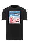 Limitato Black cotton t-shirt with a vibrant beach-themed square photo print - Decoration: graphic print. Material: 100% cotton. Country of manufacture: Italy. Care: specialized cleaning - photo 1