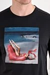 Limitato Black cotton t-shirt with a vibrant beach-themed square photo print - Decoration: graphic print. Material: 100% cotton. Country of manufacture: Italy. Care: specialized cleaning - photo 5