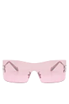 Miu Miu Streamlined goggles with a purple panoramic lens and silver monogram - Decoration: brand logo. Material: metal. pink. Country of manufacture: Italy. Care: specialized cleaning - photo 1