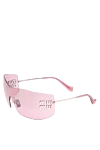 Miu Miu Streamlined goggles with a purple panoramic lens and silver monogram - Decoration: brand logo. Material: metal. pink. Country of manufacture: Italy. Care: specialized cleaning - photo 3