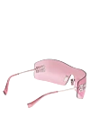 Streamlined goggles with a purple panoramic lens and silver monogram Miu Miu - Decoration: brand logo. Material: metal. pink. Country of manufacture: Italy. Care: specialized cleaning - photo 4