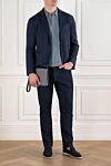 Single-breasted blazer in blue linen and wool Loro Piana - 56% linen, 44% wool. buttons. two side pockets, one chest pocket. Country of manufacture: Italy. Care: specialized cleaning - photo 2