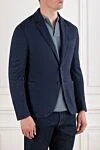 Loro Piana Single-breasted blazer in blue linen and wool - 56% linen, 44% wool. buttons. two side pockets, one chest pocket. Country of manufacture: Italy. Care: specialized cleaning - photo 3
