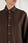 Loro Piana Вільний брючний костюм коричневого відтінку - 100% льон. гудзики. дві бічні кишені, одна нагрудна кишеня. Країна виробник: Італія. Догляд: спеціалізоване чищення - фото 5