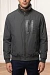 Seraphin Men's gray fur-lined bomber jacket with a crocodile skin pocket - Additional Features: Hood. 90% polyamide, 10% crocodile skin, 100% natural fur. Zipper. Two side pockets, one chest pocket. Country of manufacture: Italy. Care: specialized cleaning - photo 1