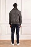 Men's gray fur-lined bomber jacket with a crocodile skin pocket Seraphin - Additional Features: Hood. 90% polyamide, 10% crocodile skin, 100% natural fur. Zipper. Two side pockets, one chest pocket. Country of manufacture: Italy. Care: specialized cleaning - photo 2