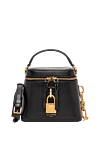 Pulse Vanity Black Leather Trunk Bag with Gold Padlock Balmain - Decoration: Metal side plates with engraved