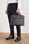 Slim black Evoluzione leather briefcase Serapian - Decoration: brand logo. Material: 100% Italian calfskin. Dimensions: 41 x 31 x 8 cm. Closure: Single two-way zipper. Strap Length: Adjustable and removable nylon strap. Two smartphone pockets, an internal pocket, three pen holders, and a zipped pocket. Country of manufacture: Italy. Care: specialized cleaning - photo 2