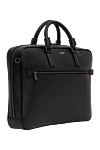 Serapian Slim black Evoluzione leather briefcase - Decoration: brand logo. Material: 100% Italian calfskin. Dimensions: 41 x 31 x 8 cm. Closure: Single two-way zipper. Strap Length: Adjustable and removable nylon strap. Two smartphone pockets, an internal pocket, three pen holders, and a zipped pocket. Country of manufacture: Italy. Care: specialized cleaning - photo 3