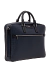 Serapian Slim blue Evoluzione leather briefcase - Decoration: brand logo. Material: 100% Italian calfskin. Dimensions: 41 x 31 x 8 cm. Closure: Single two-way zipper. Strap Length: Adjustable and removable nylon strap. Two smartphone pockets, an internal pocket, three pen holders, and a zipped pocket. Country of manufacture: Italy. Care: specialized cleaning - photo 3