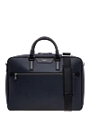 Serapian Slim blue Evoluzione leather briefcase - Decoration: brand logo. Material: 100% Italian calfskin. Dimensions: 41 x 31 x 8 cm. Closure: Single two-way zipper. Strap Length: Adjustable and removable nylon strap. Two smartphone pockets, an internal pocket, three pen holders, and a zipped pocket. Country of manufacture: Italy. Care: specialized cleaning - photo 5