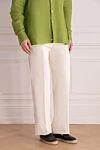 Gucci Брюки из хлопка белые мужские - 100% хлопок. молния, пуговица, крючок. два боковых кармана, два задних кармана. подкладка деталей 100% хлопок. Страна производитель: Италия. Уход: специализированная чистка - фото 3
