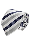 Canali White silk tie for men - stripe print. 100% silk. Size: 150x8 cm. Country of manufacture: Italy. Care: specialized cleaning - photo 1