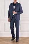 Classic men's suit, dark, with barely noticeable stripes Brioni - Slit. 88% wool, 12% silk. Closure: Buttons, hook. Chest pocket, two flap pockets. Three pockets. Two side pockets, two back pockets with buttons. Lining: 100% cupro. Country of manufacture: Italy. Care: specialized cleaning - photo 2