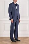 Brioni Classic men's suit, dark, with barely noticeable stripes - Slit. 88% wool, 12% silk. Closure: Buttons, hook. Chest pocket, two flap pockets. Three pockets. Two side pockets, two back pockets with buttons. Lining: 100% cupro. Country of manufacture: Italy. Care: specialized cleaning - photo 3