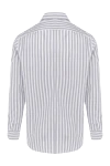 White cotton shirt for men Isaia - Decor: stripe pattern. Composition: 100% cotton. Closure: buttons. Country of manufacture: Italy. Care: specialized cleaning - photo 6