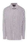 Canali Men's brown cotton shirt - stripe pattern. 100% cotton. Closure: buttons. Country of manufacture: Italy. Care: specialized cleaning - photo 1