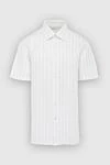 Isaia White linen and cotton shirt for men - stripe pattern. 40% cotton, 60% linen. Closure: buttons. Country of manufacture: Italy. Care: specialized cleaning - photo 1