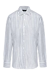 Canali White linen and cotton shirt for men - stripe pattern. 50% linen, 50% cotton. Closure: buttons. Country of manufacture: Italy. Care: specialized cleaning - photo 1