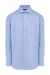 Canali Blue cotton shirt for men - stripe pattern. 75% linen, 25% cotton. Closure: buttons. Country of manufacture: Italy. Care: specialized cleaning - photo 1