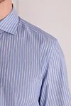 Canali Blue cotton shirt for men - stripe pattern. 75% linen, 25% cotton. Closure: buttons. Country of manufacture: Italy. Care: specialized cleaning - photo 5