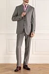 Men's suit made of gray wool Canali - Slit. 100% wool. Closure: Buttons, hook. Chest pocket, two flap pockets. Three pockets. Two side pockets, two back pockets with buttons. Lining: 100% cupro. Country of manufacture: Italy. Care: specialized cleaning - photo 2