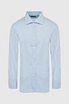 Canali Blue cotton shirt for men - stripe pattern. 100% cotton. Closure: buttons. Country of manufacture: Italy. Care: specialized cleaning - photo 1