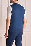 Blue men's cotton vest Pringle of Scotland - Diamond pattern, logo embroidery. 100% cotton. Country of manufacture: Italy. Care: specialized cleaning - photo 4