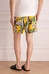 Men's beach shorts made of cotton and polyamide, yellow Vilebrequin - fantasy pattern. two side pockets, one back pocket. cotton, polyamide. Closure: drawstring. Country of manufacture: Italy. Care: specialized cleaning - photo 4