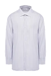 Brioni Blue cotton shirt for men - stripe pattern. 100% cotton. Closure: buttons. Country of manufacture: Italy. Care: specialized cleaning - photo 1