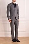 Brioni Костюм чоловічий з вовни та шовку сірий - Візерунок смужка, шліця. 85% вовна, 15% шовк. гудзики, гачок. Нагрудна кишеня, дві кишені з клапанами. Три кишені. Дві бічні кишені, дві кишені ззаду на гудзиках. 100% купро. Країна виробник: Італія. Догляд: спеціалізоване чищення - фото 3
