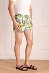 Vilebrequin Blue men's beach shorts made of cotton and polyamide - fantasy pattern. two side pockets, one back pocket. cotton, polyamide. Closure: drawstring. Country of manufacture: Italy. Care: specialized cleaning - photo 3