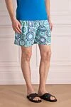 Vilebrequin Blue men's beach shorts made of cotton and polyamide - fantasy pattern. two side pockets, one back pocket. cotton, polyamide. Closure: drawstring. Country of manufacture: Italy. Care: specialized cleaning - photo 3
