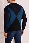 Wool jumper blue for men Pringle of Scotland - Diamond pattern. 100% wool. Country of manufacture: Italy. Care: specialized cleaning - photo 4